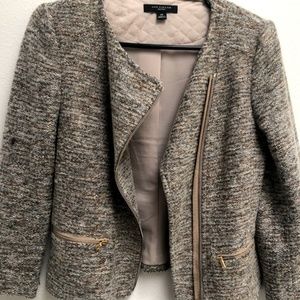 Ann Taylor Tweed Moto Zip Blazer Jacket